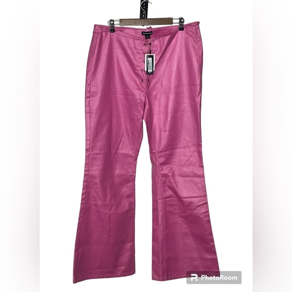 NWT PrettyLittleThing Pink Metallic Pamts Sz 12